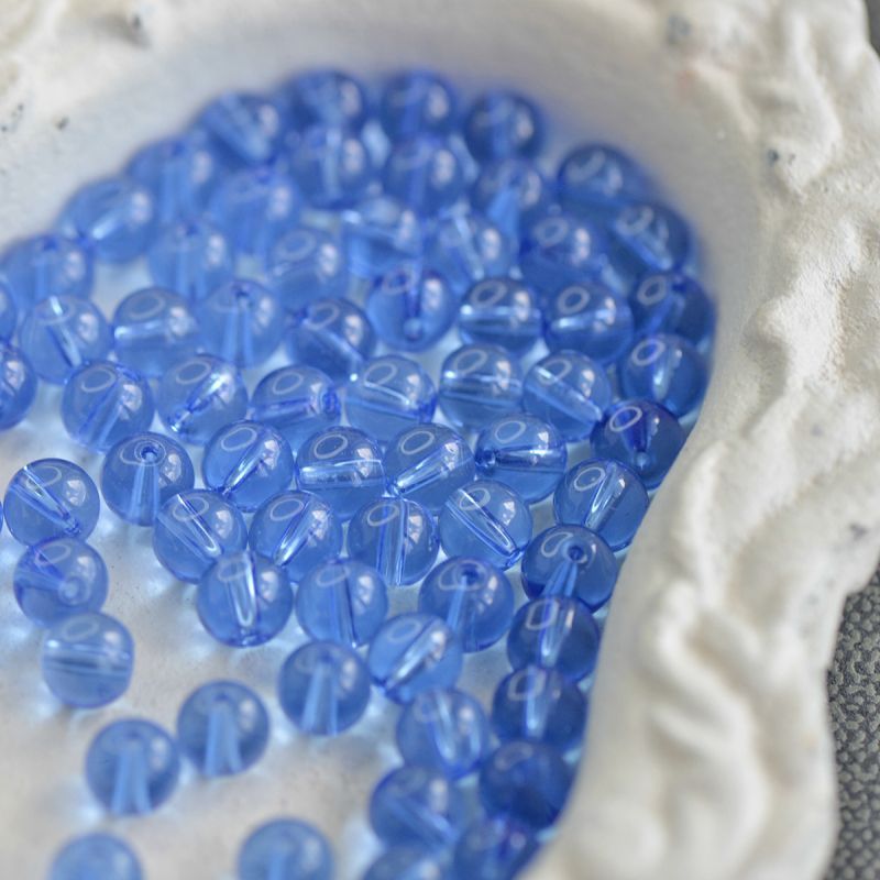 бусина, стекло 8, цвет небесно-голубой, 8 мм