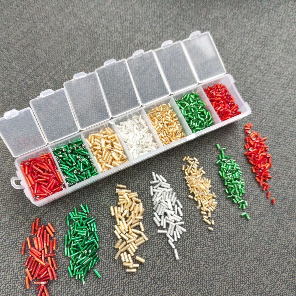 набор бисера стеклярус и рубка "новогодний", 7 цветов