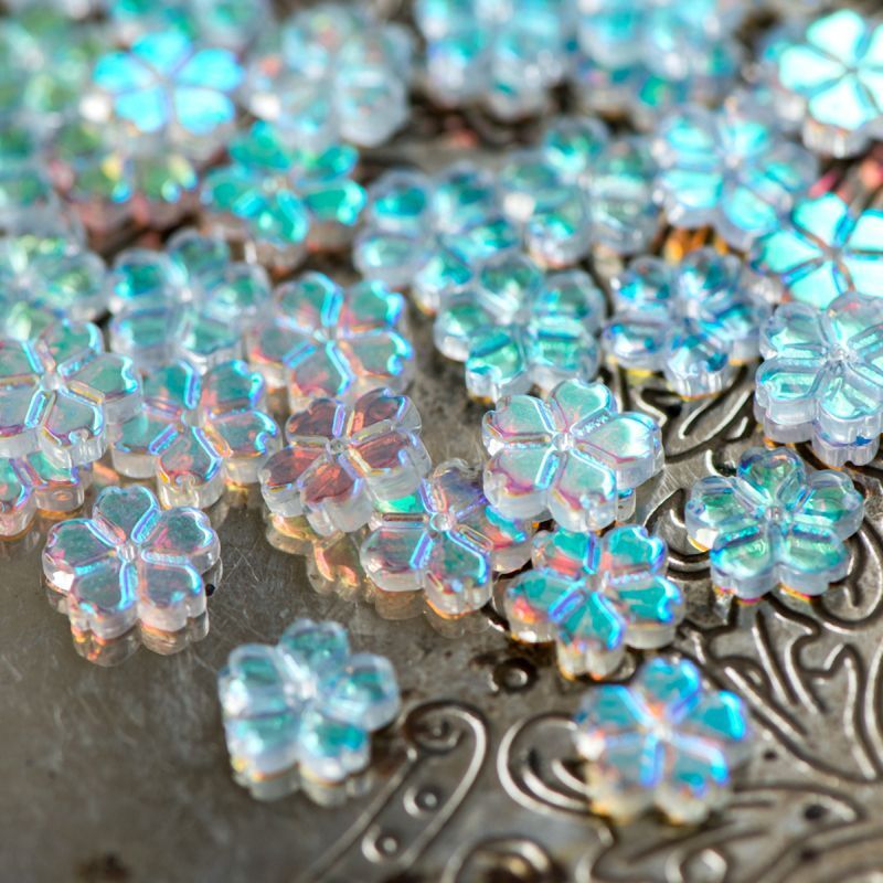 бусина "гардения", стекло, цвет прозрачный ав, 11x2.7 мм