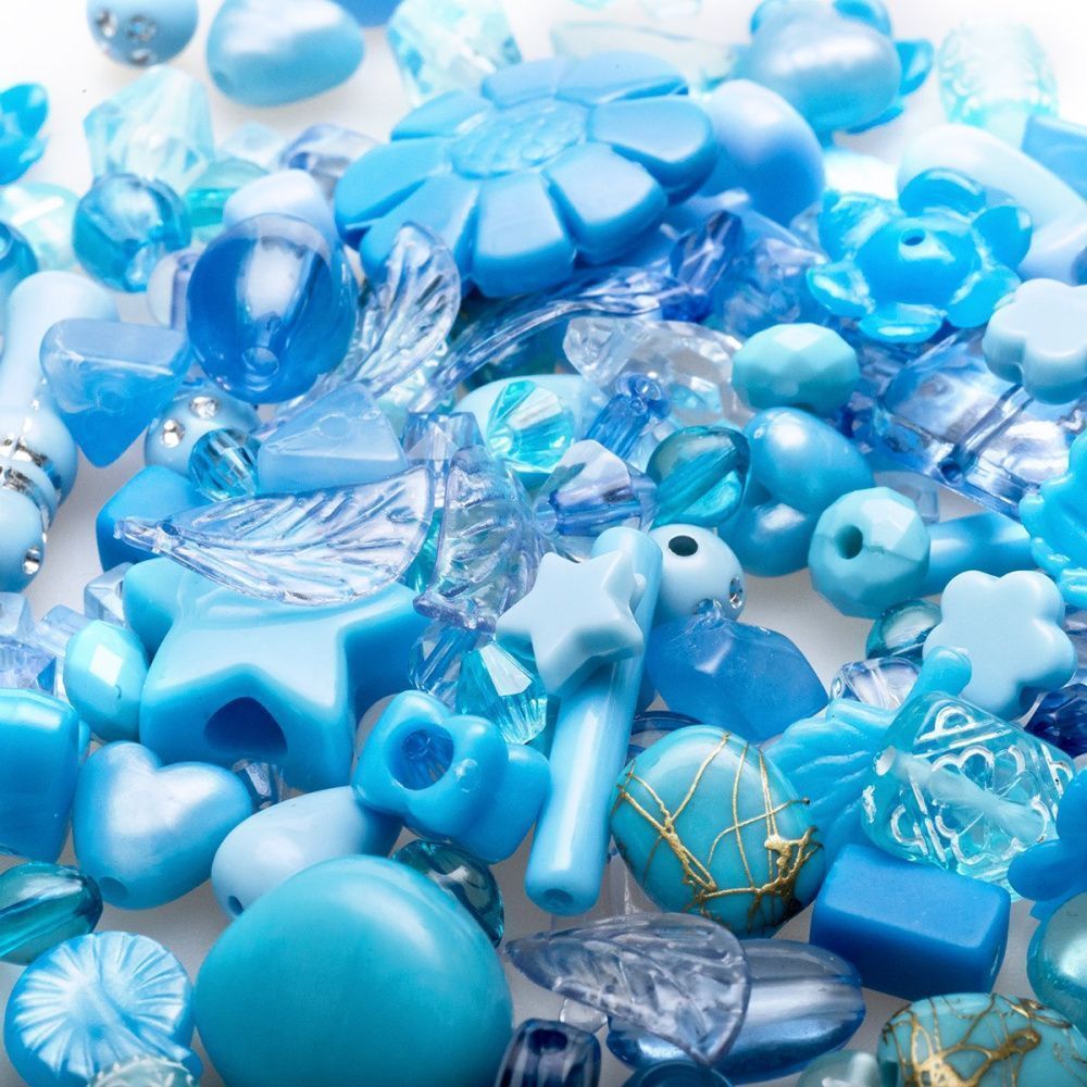 микс акриловый разной формы "фэнтэзи", цвет голубой (уп 20 г)