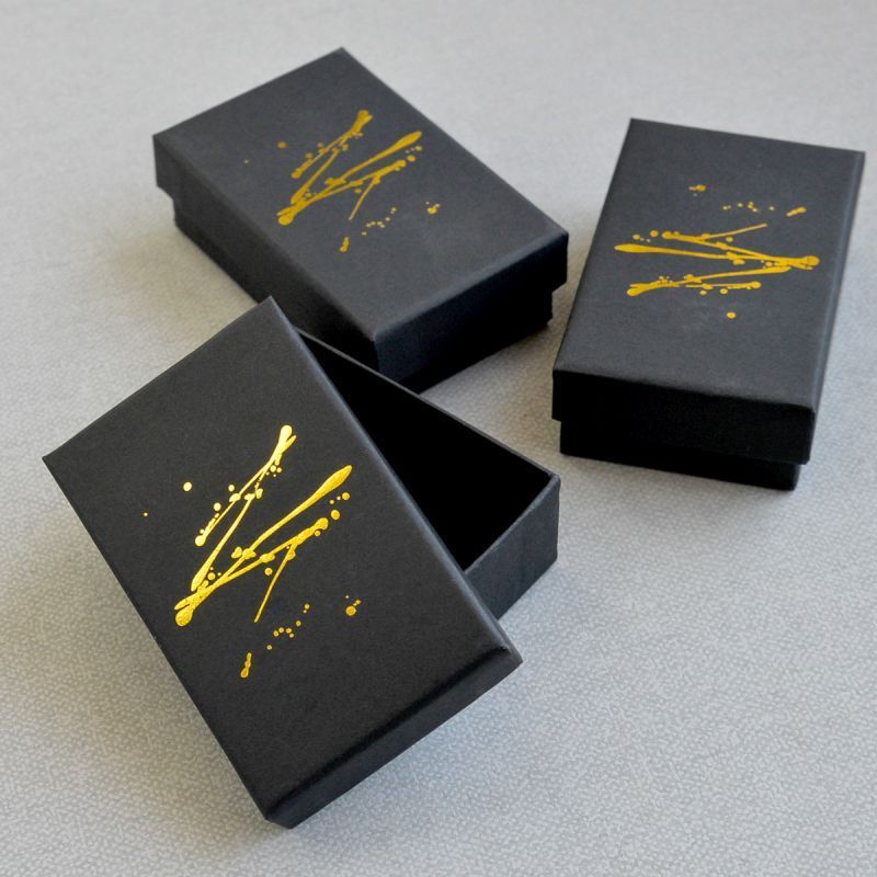 коробка "golden black", картон, цвет черный/золотой принт, 8.1x5.2x2.8 см