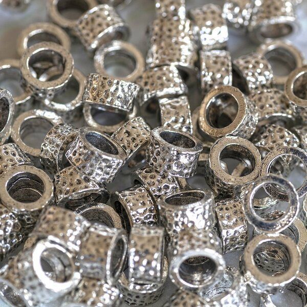 ес бусина металл "мосс", цвет античное серебро, 9.5х5 мм