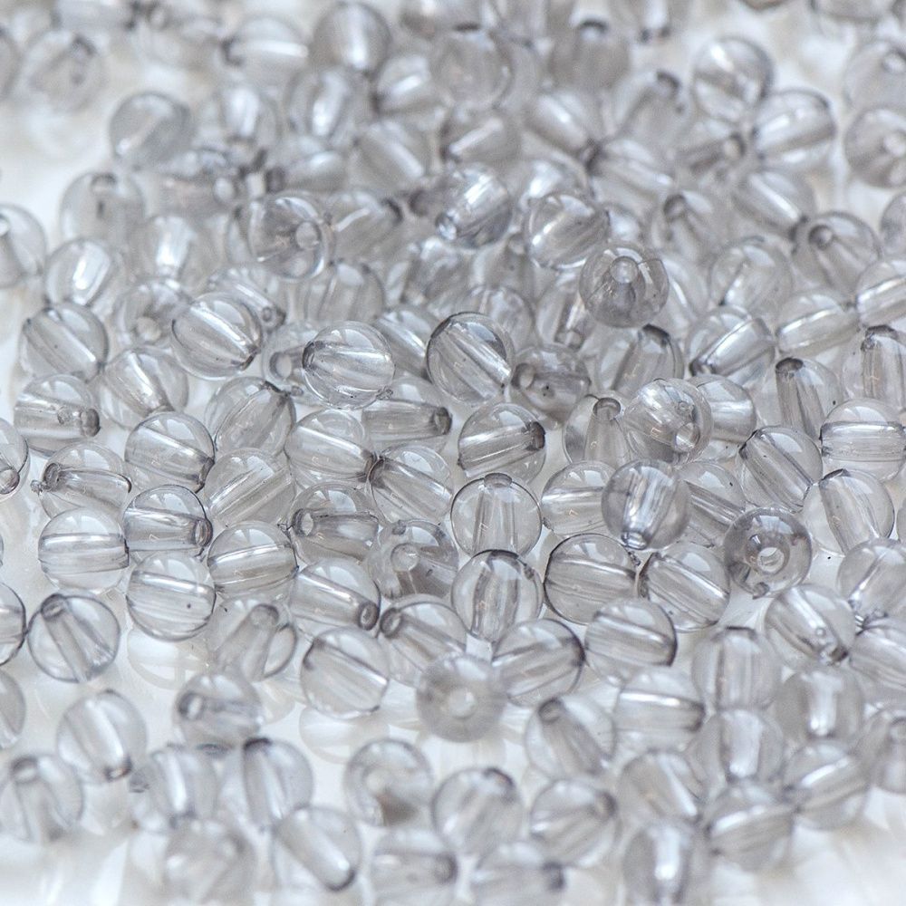 бусина, акрил 6, цвет серый, 6 мм (уп 30 +/-3 шт)