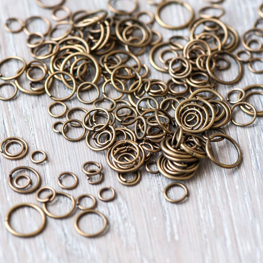 колечко соединительное, цвет античная бронза, размерный микс (уп ок.150 шт)