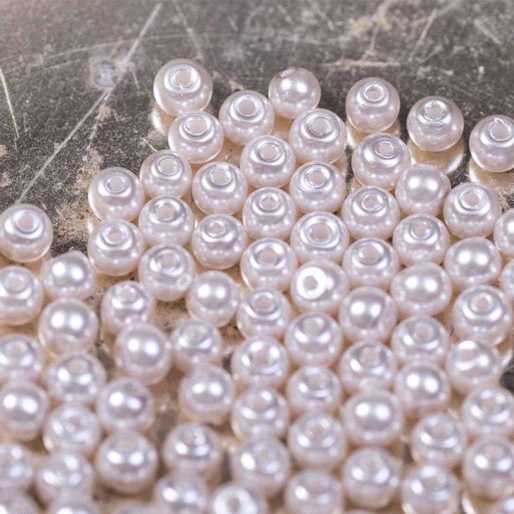 бусина, имитация жемчуга, стекло 3, цвет светлый розовый, 3 мм (уп 100+/-10 шт)