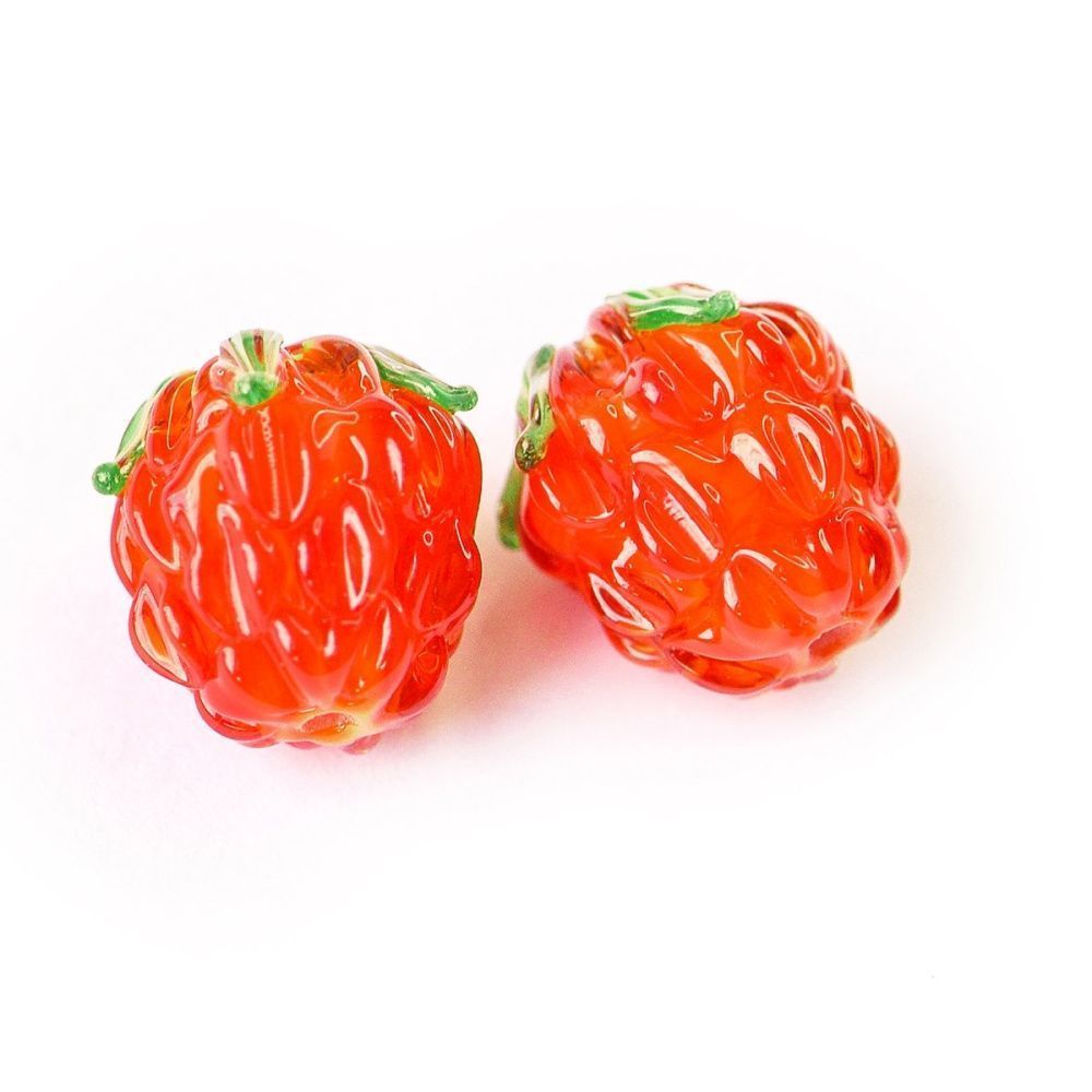 бусина, мурано "малинка", оранжевый, 15х12 мм
