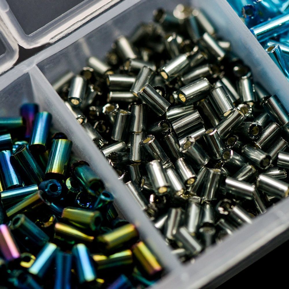 набор бисера стеклярус и рубка "голубой лед", 7 цветов