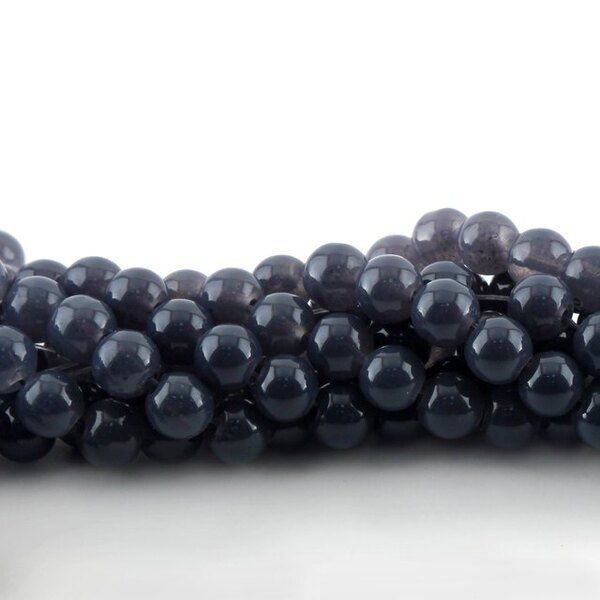 бусина, имитация нефрита, стекло 8, цвет темно-серый, 8 мм