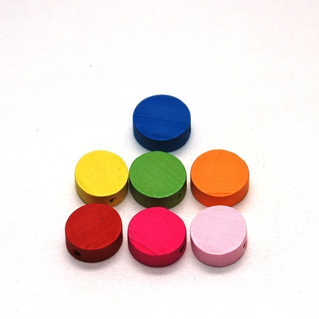 бусина дерево, таблетка, цветовой микс, 13х5 мм