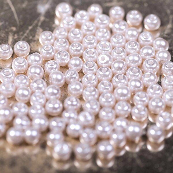 бусина, имитация жемчуга, стекло 3, цвет светлый розовый, 3 мм (уп 100+/-10 шт)