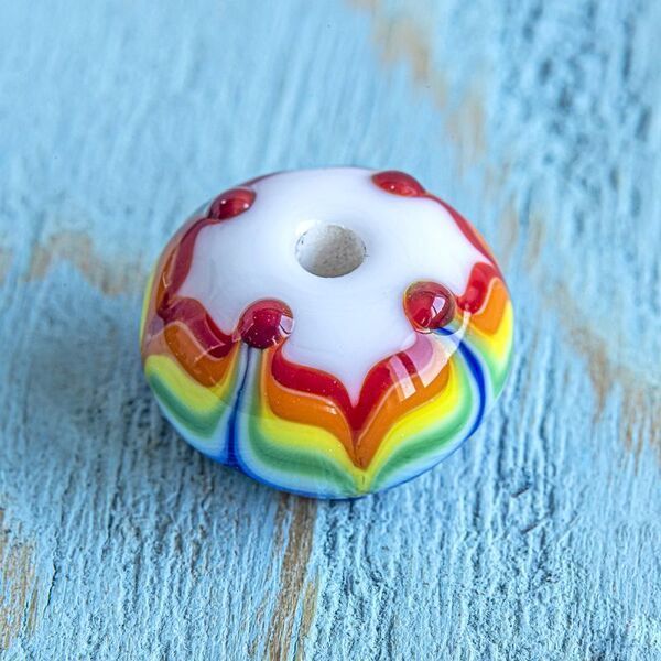 бусина, мурано "радуга", абакус,15х10 мм