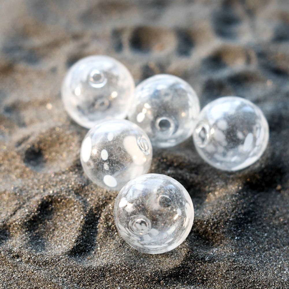 бусина, лэмпворк "шар с пятнышками ", прозрачный, 20-21 мм