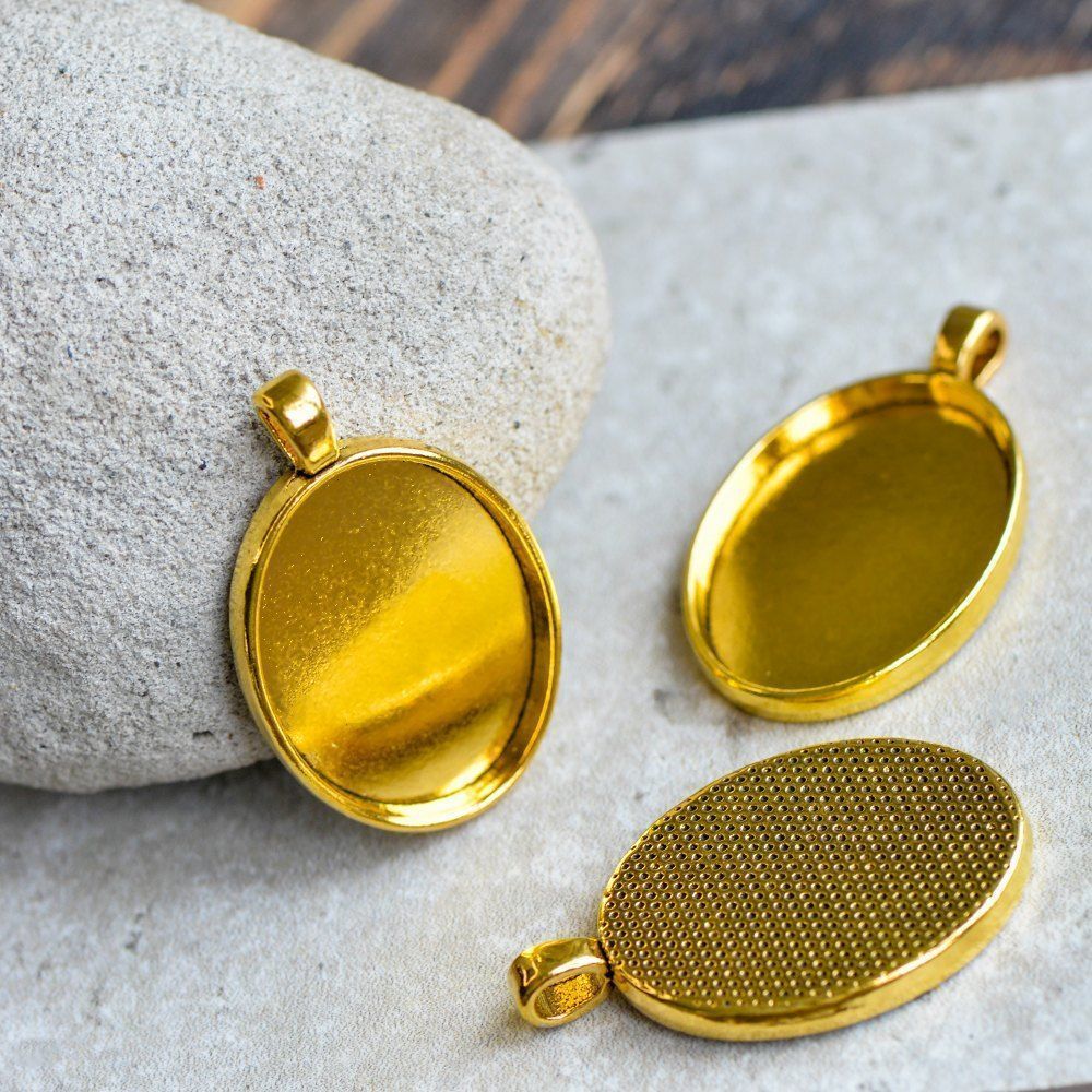 сеттинг овальный "мирра", цвет античное золото, 38.5х24.5х5.5 мм