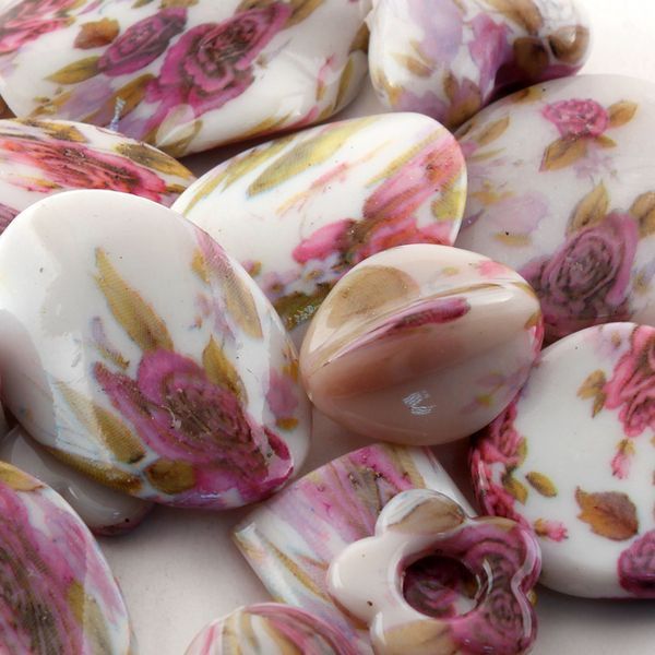 микс акриловый разной формы "цветочная пастель" (уп 20 г)