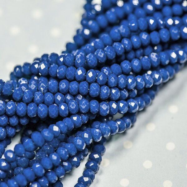 бусина, имитация нефрита, стекло абакус, цвет синий, 3х2 мм (уп 85+/-10 шт)