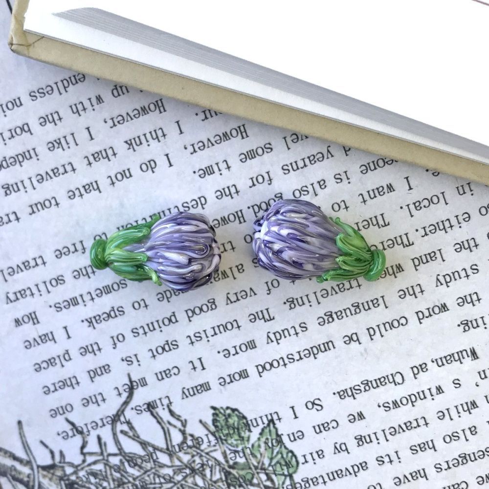 бусина, мурано "чертополох", сиреневый,  22х15 мм