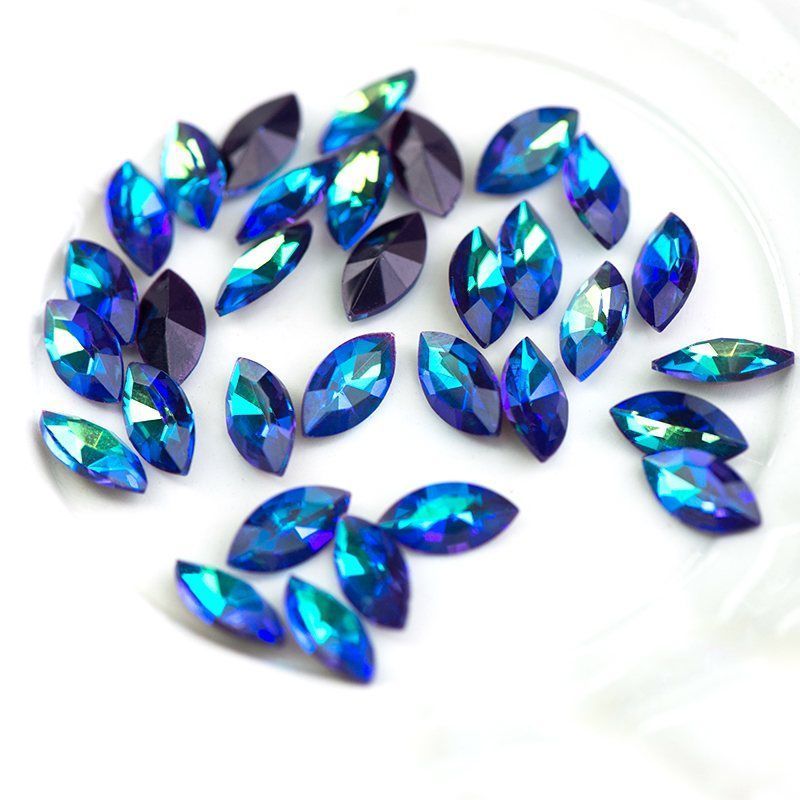 кабошон стекло кристалл, navette, цвет burgundy shimmer, 12х6 мм