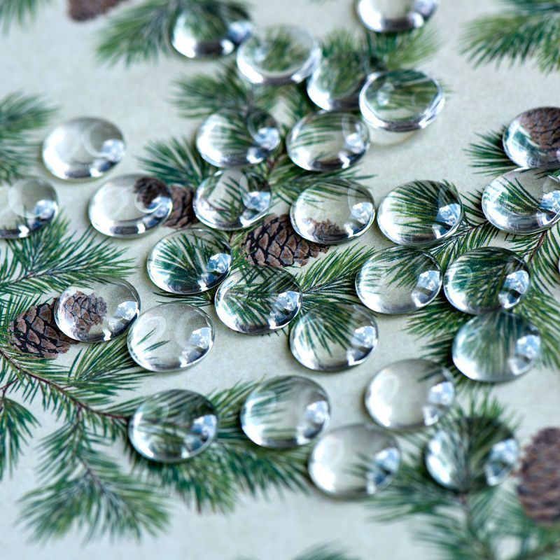 кабошон стеклянный, круглый, прозрачный, 15х4 мм