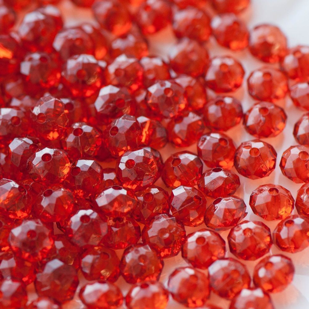 бусина, акрил 8, абакус граненая, цвет темно-оранжевый, 8х5 мм