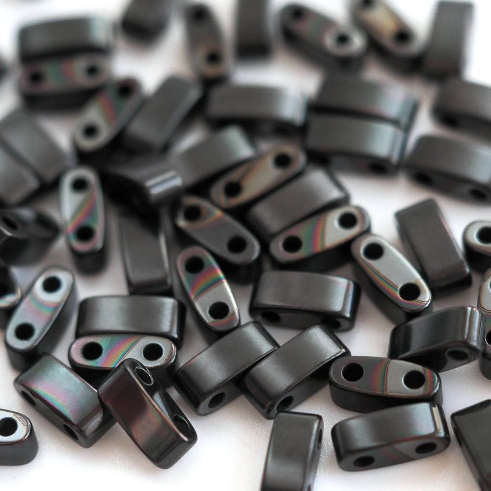 бусина гематит синт., металлизир., плашка, цвет черный, 5x2x2 мм (стренд 25 шт.)