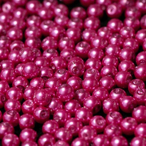 бусина, имитация жемчуга, стекло 6, цвет малиновый, 6 мм (уп 30 шт)