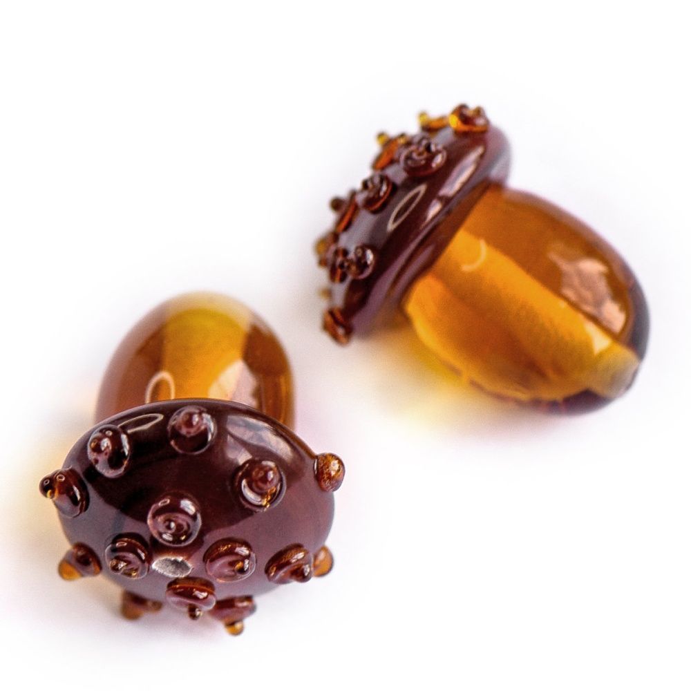 бусина, мурано "желудь", светлый янтарь, 15х12 мм