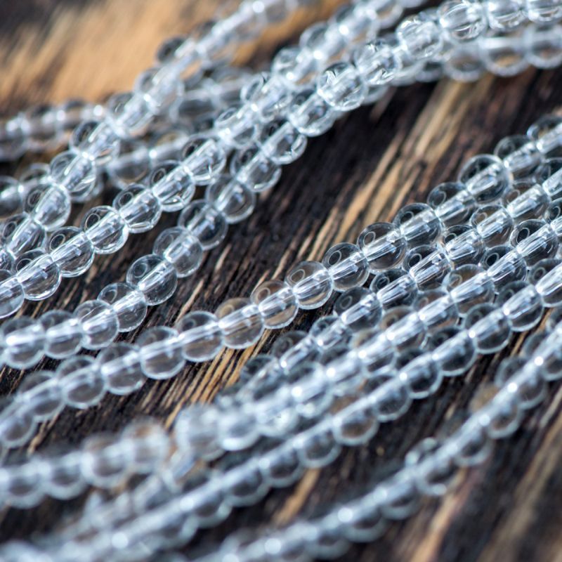 бусина, стекло 4, цвет прозрачный, 3.5-4.5 мм (уп 50+/-5 шт)