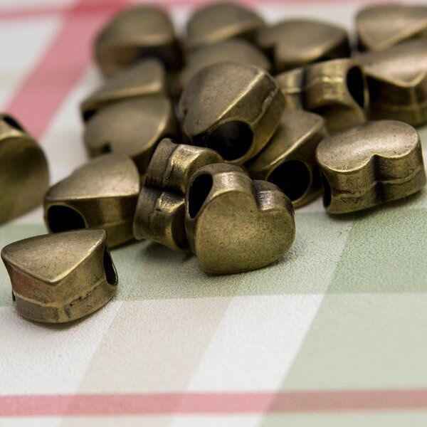 ес бусина металл "сердце", цвет античная бронза, 11х11х7 мм