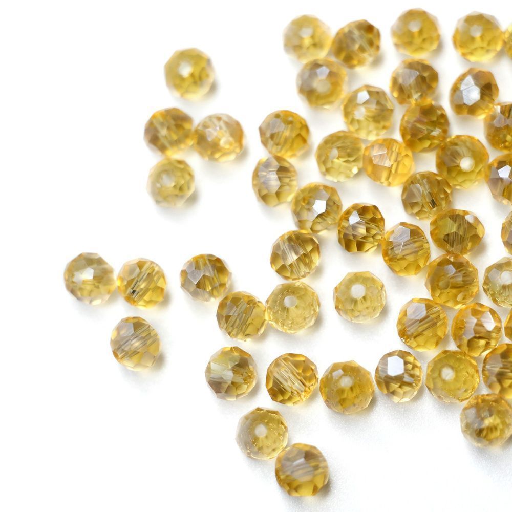 бусина, стекло абакус 4, граненая, цвет шампанское радужный, 4x3 мм (уп 50+/-10 шт)