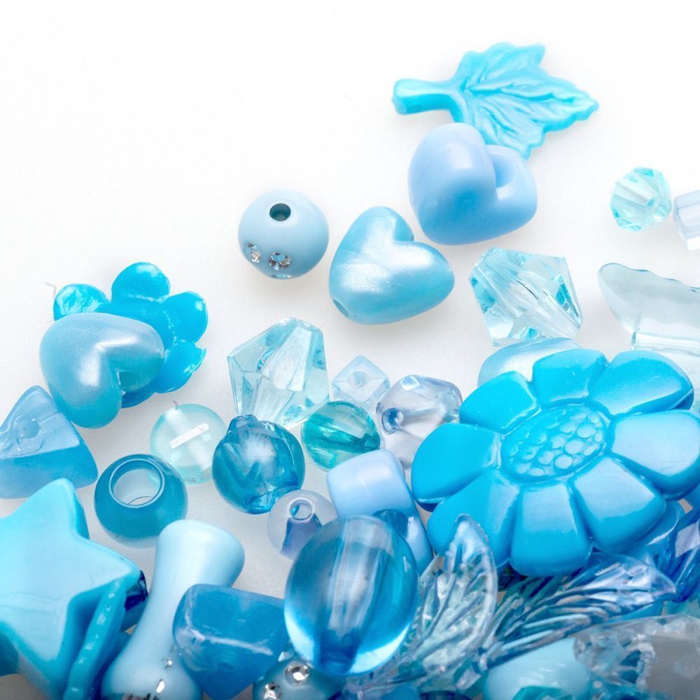 микс акриловый разной формы "фэнтэзи", цвет голубой (уп 20 г)