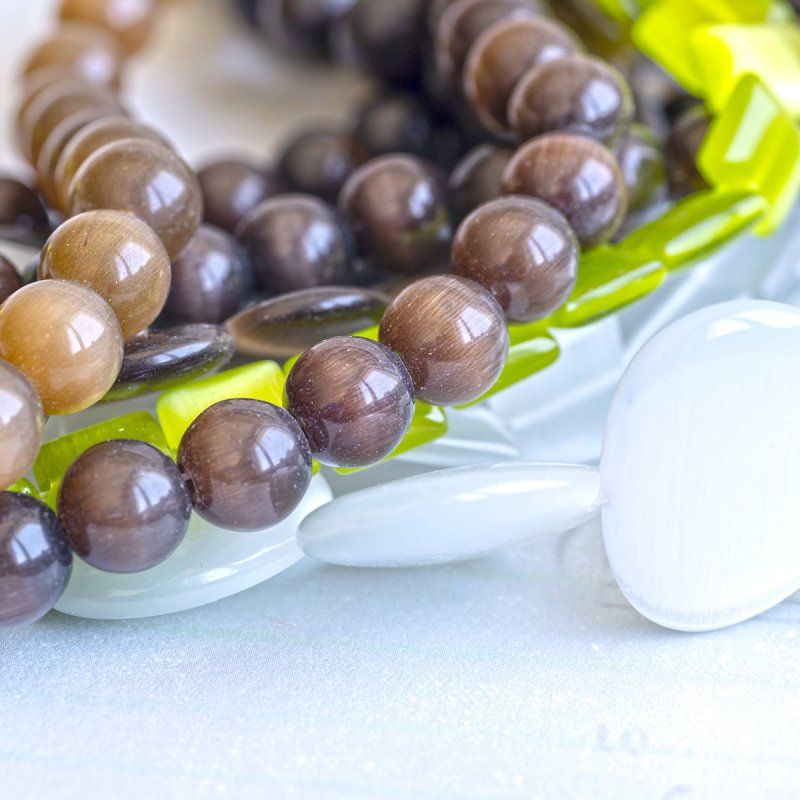 бусина "кошачий глаз", стекло, цветовой и размерный микс (уп.20 г)