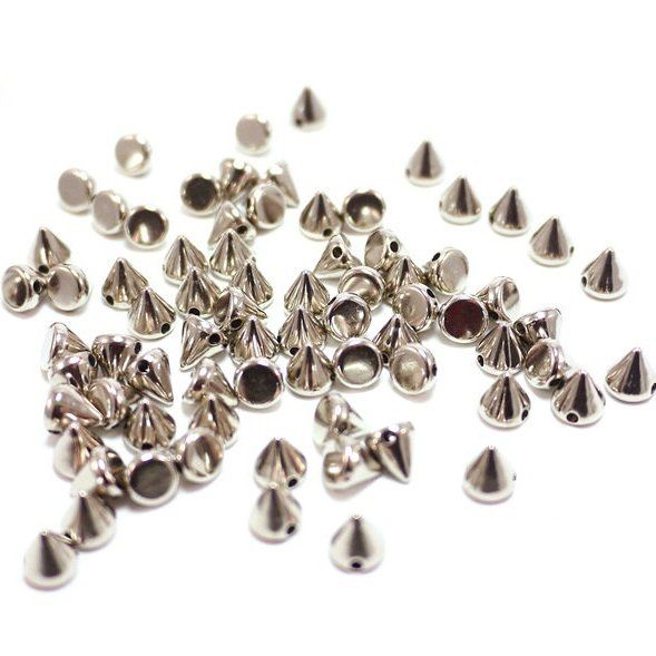 бусина, акрил "шипы", цвет платина, 6х6 мм (уп 20 +/-2 шт)