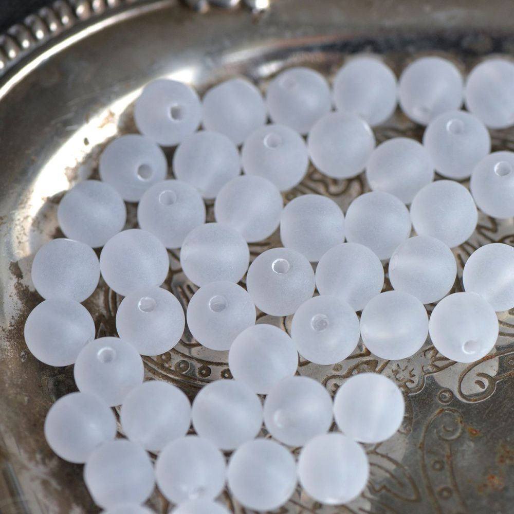 бусина, акрил 10, матовая, цвет прозрачный, 10 мм