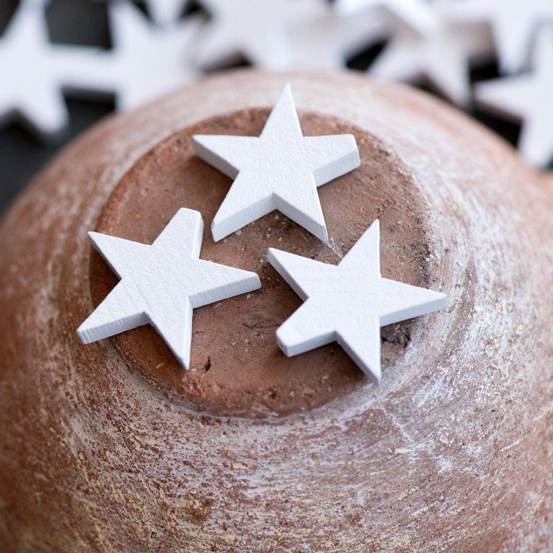 бусина дерево "звезда", цвет белый, 22x24x4 мм