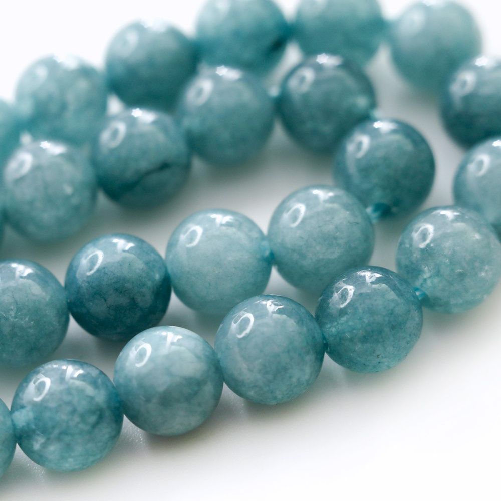бусина нефрит малайзийский 8, цвет голубой, колорир., 8 мм (стренд 12 шт.)