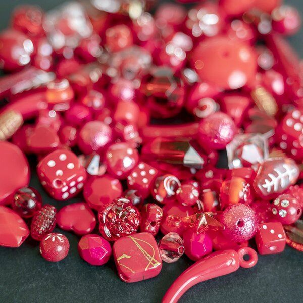 микс акриловый разной формы "фэнтэзи", цвет красный (уп 20 г)