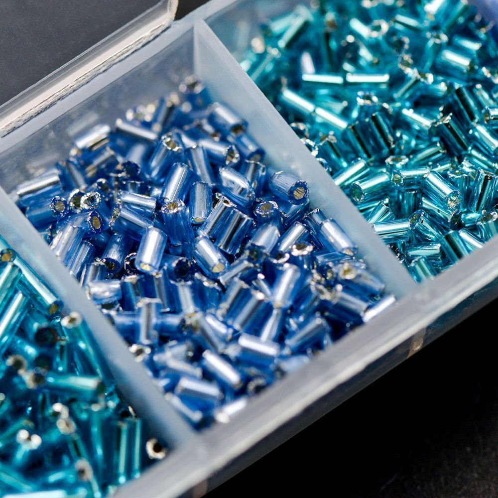 набор бисера стеклярус и рубка "голубой лед", 7 цветов