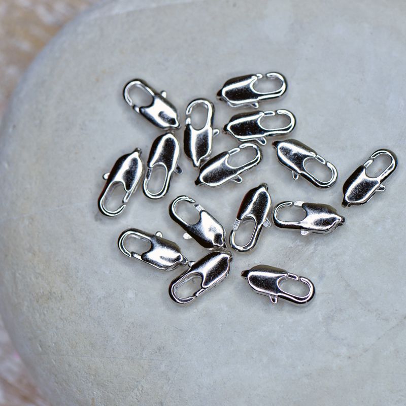 Замочки замочек-лобстер прямоугольный, цвет платина, 12x4.5 мм