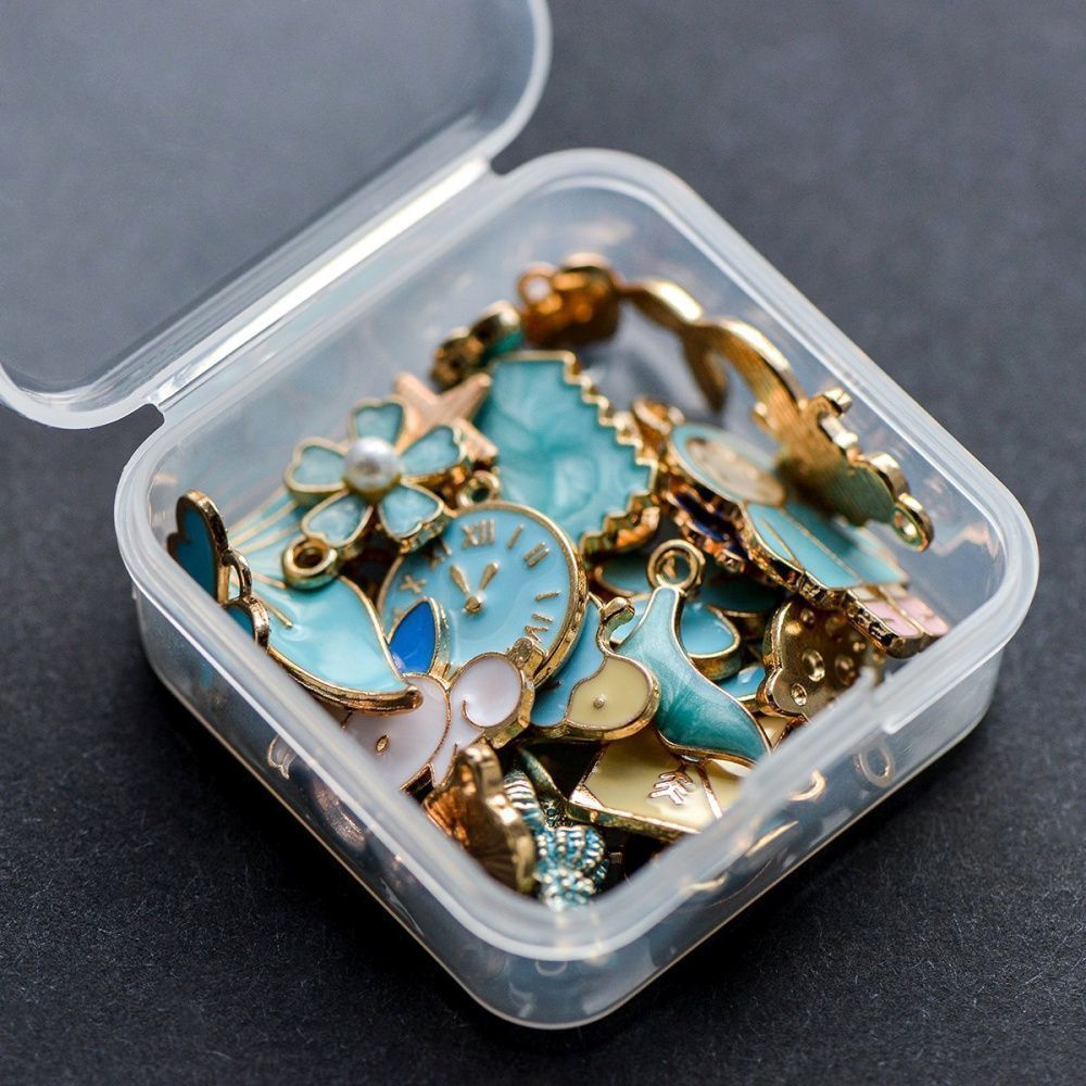 набор подвесок металлических с эмалью "стиль", цвет светло-бирюзовый, набор 27 шт