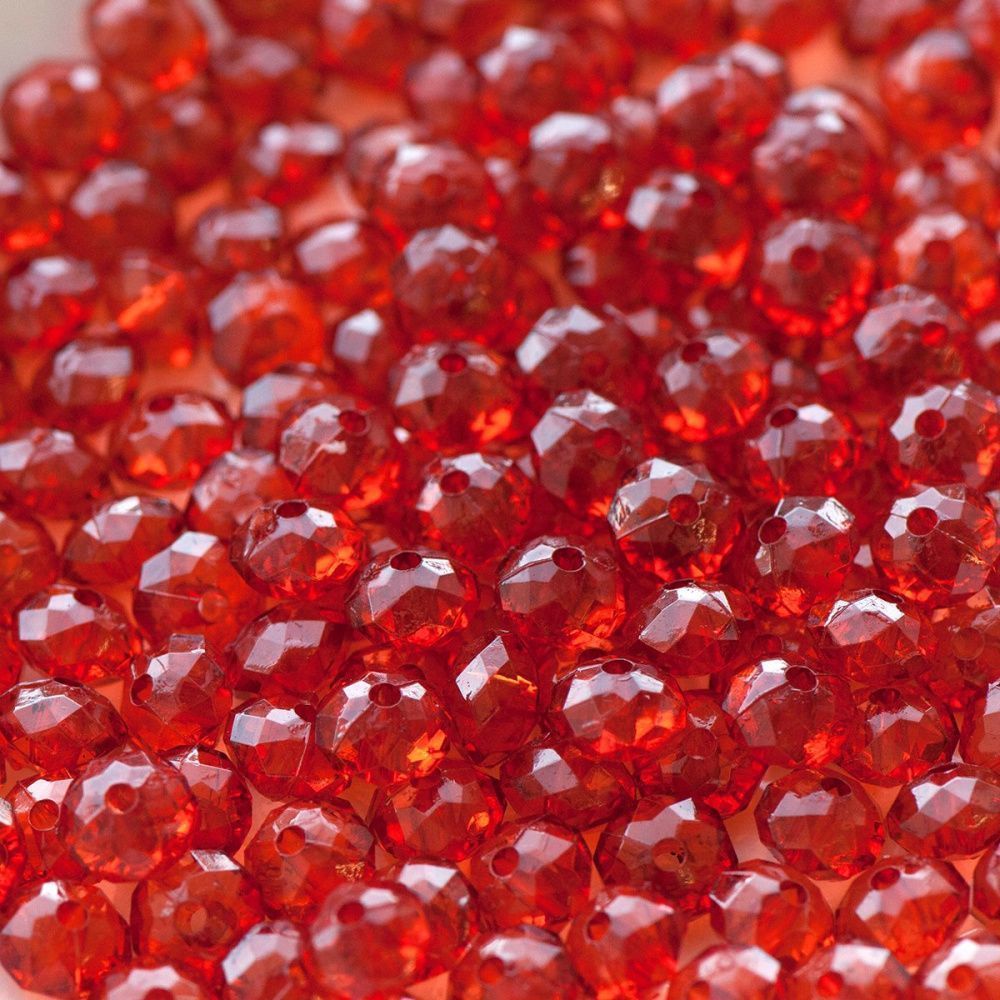 бусина, акрил 8, абакус граненая, цвет темно-оранжевый, 8х5 мм