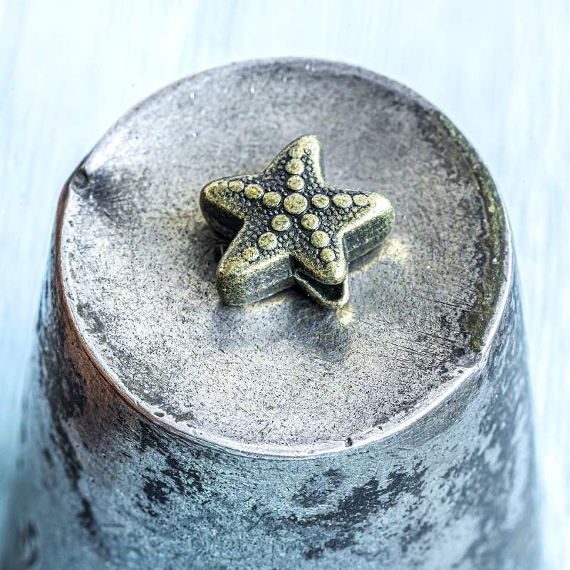 бусина, металл "морская звездочка", цвет античная бронза, 11x10x5 мм
