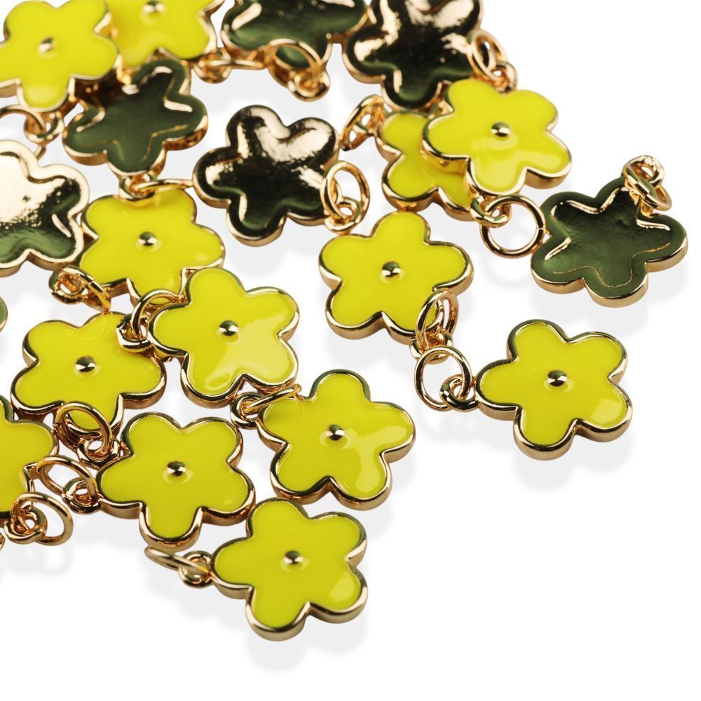подвеска металл "незабудка", позолота/лимонный, 14.5x12x1.3 мм