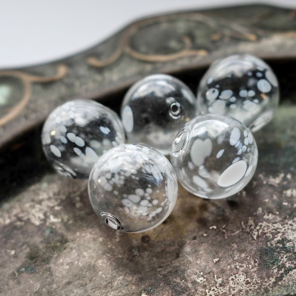бусина, лэмпворк "шар с пятнышками ", прозрачный, 20-21 мм