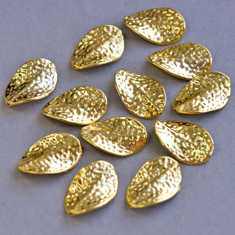 бусина, металл "лист гастерии", цвет золото, 27.5x18x3 мм