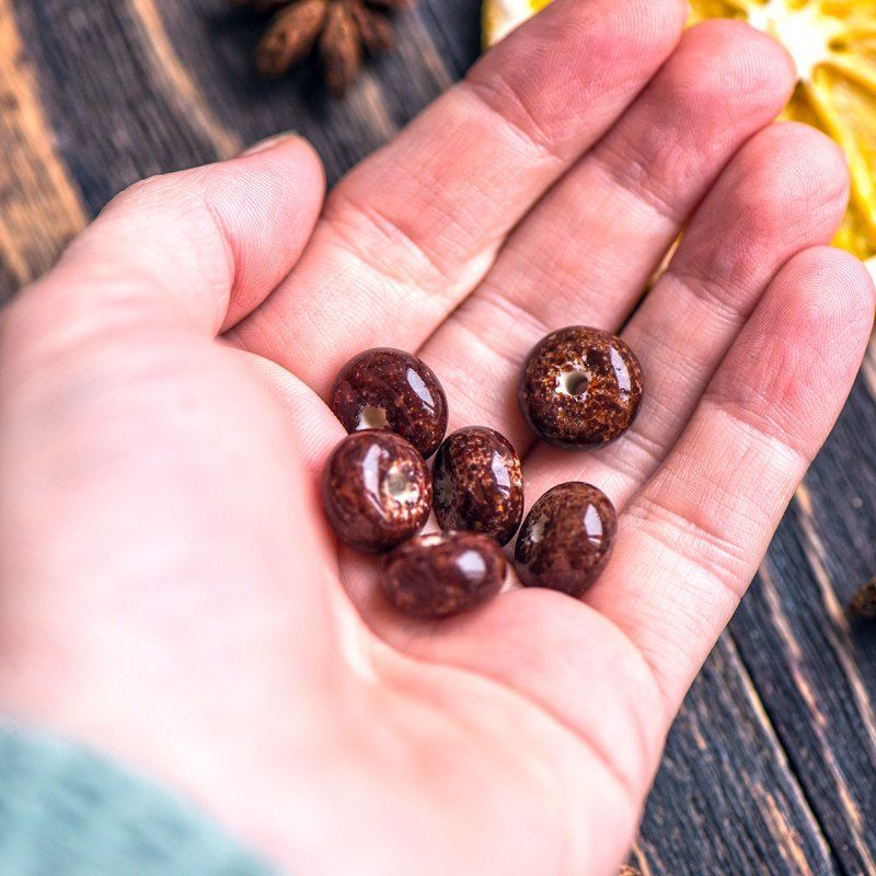 бусина, мурано "пыльца", абакус, цвет шоколадный, 13х9 мм