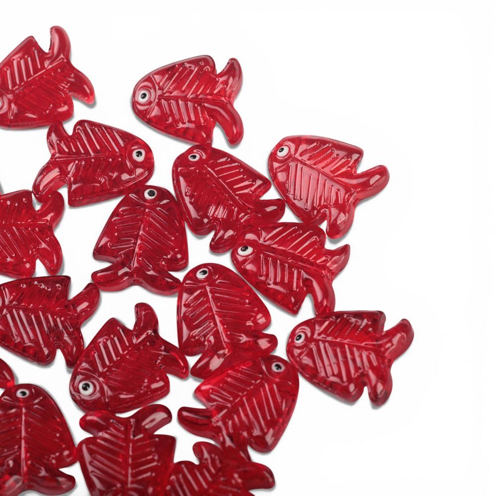 бусина, лэмпворк "скалярия", стекло, цвет красный, 21.5x18x7 мм