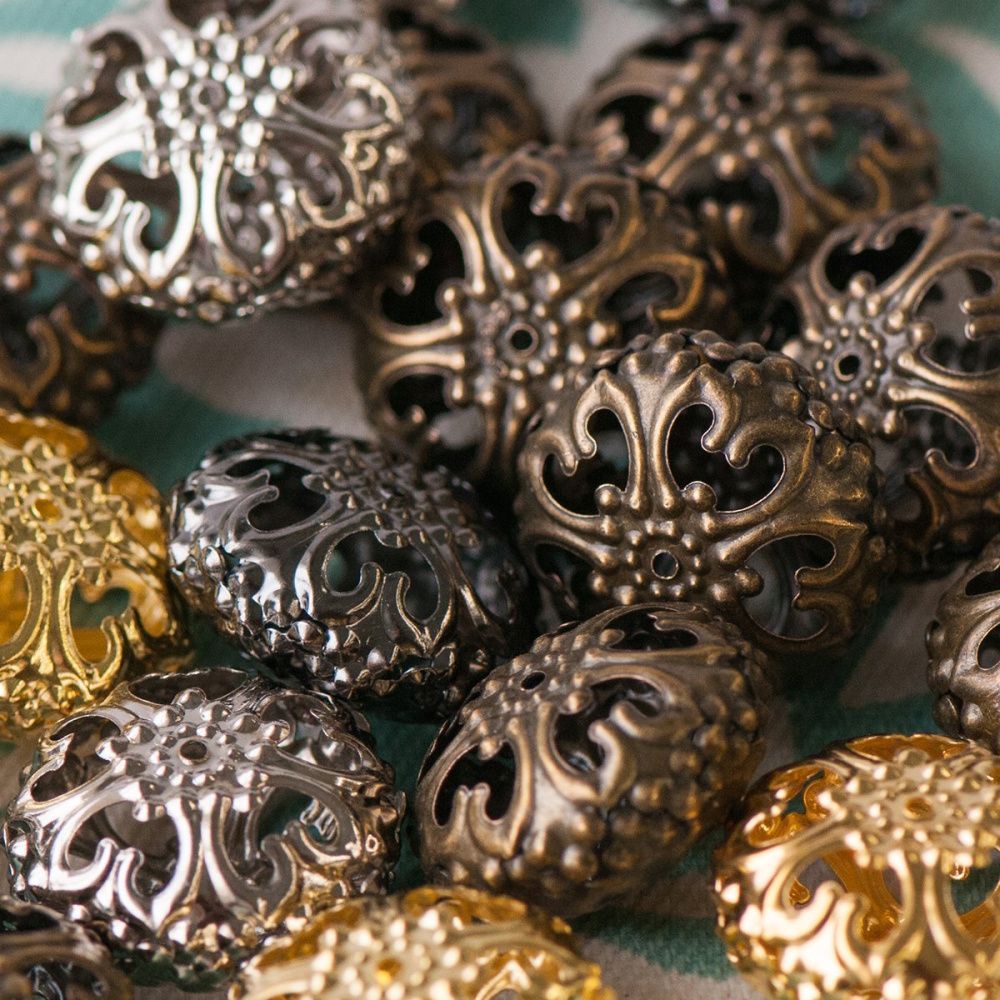 бусина, металл "винтаж", абакус, цветовой микс, 23х12.5 мм