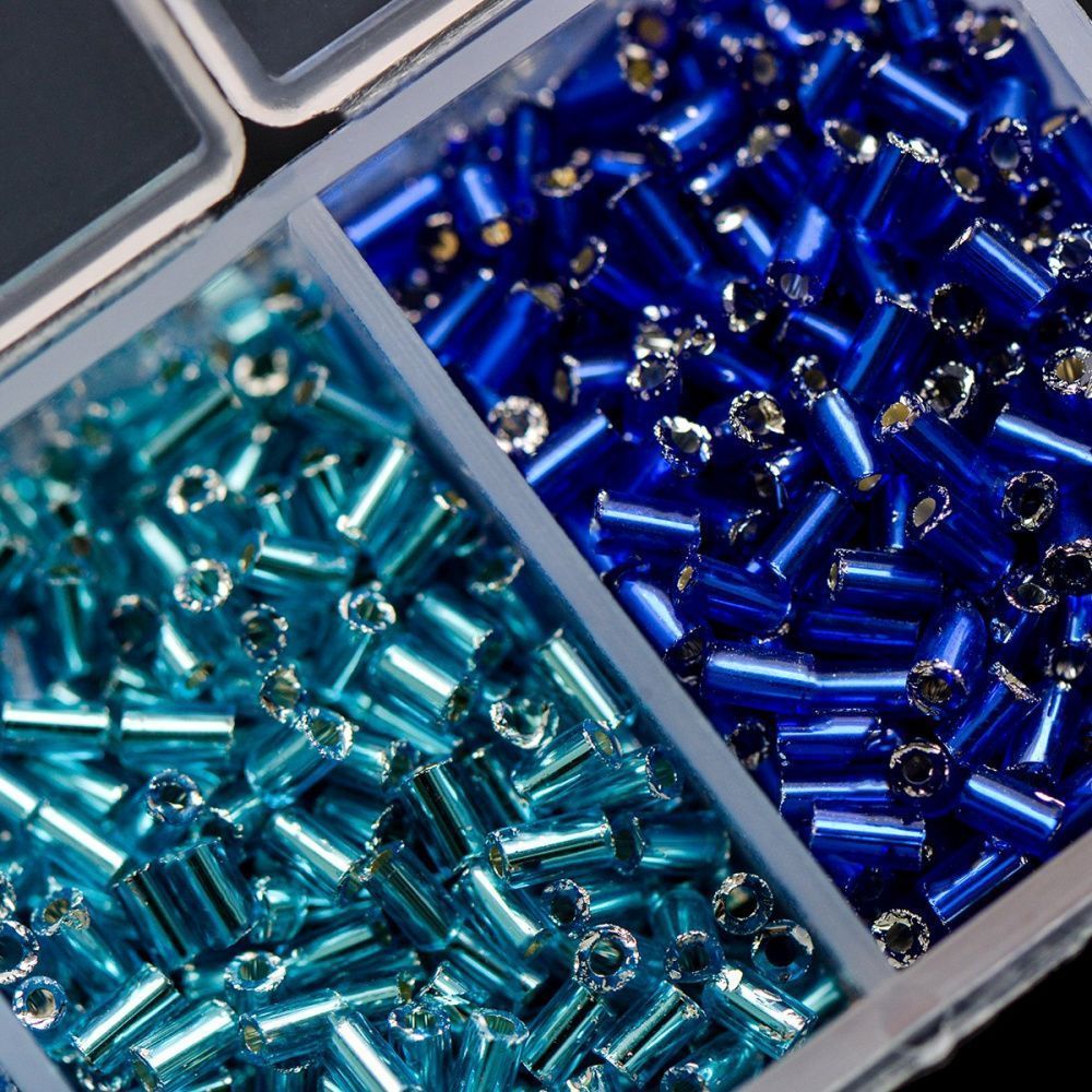 набор бисера стеклярус и рубка "голубой лед", 7 цветов