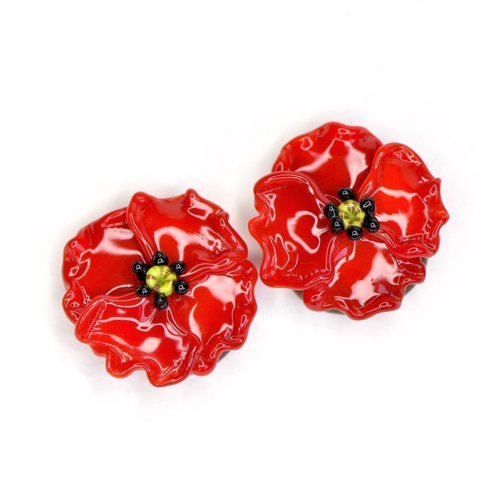 бусина, мурано "мак", фигурная,18х18мм