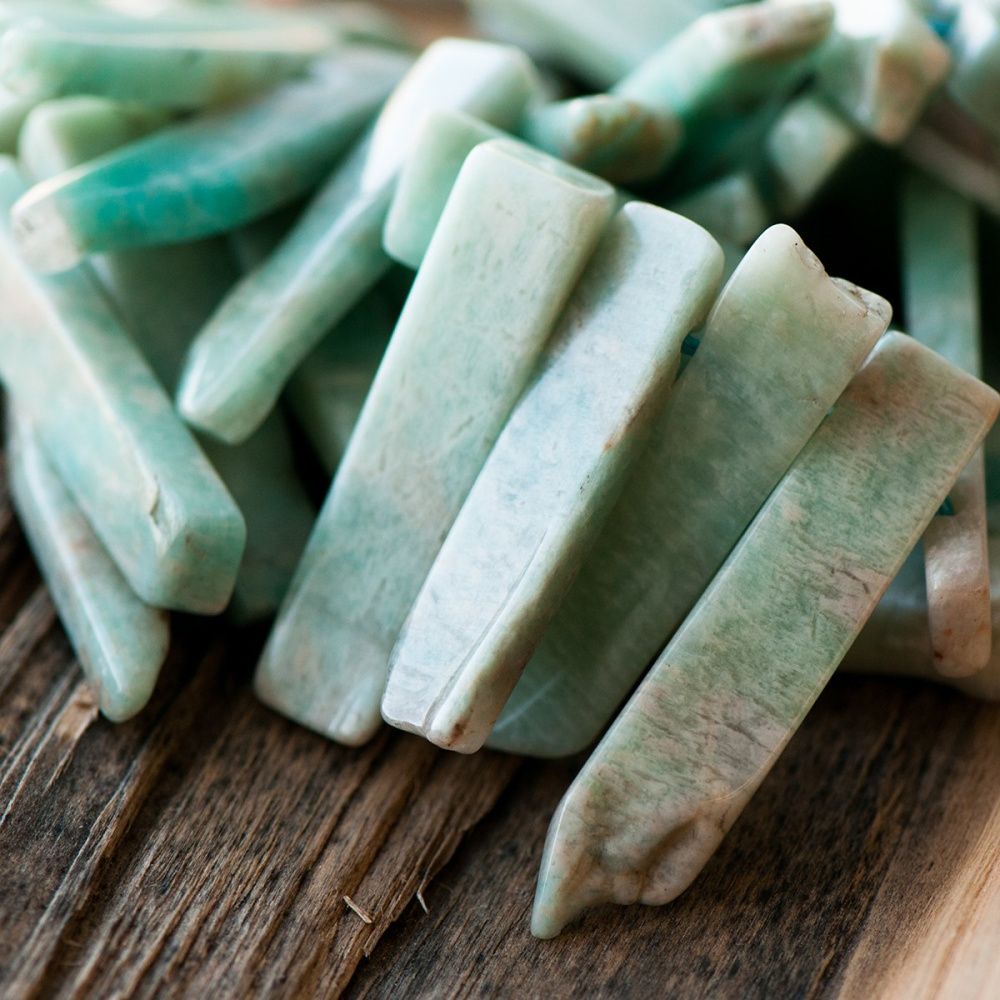 бусина амазонит, багет, цвет зеленый, размерный микс (уп. 20 г)